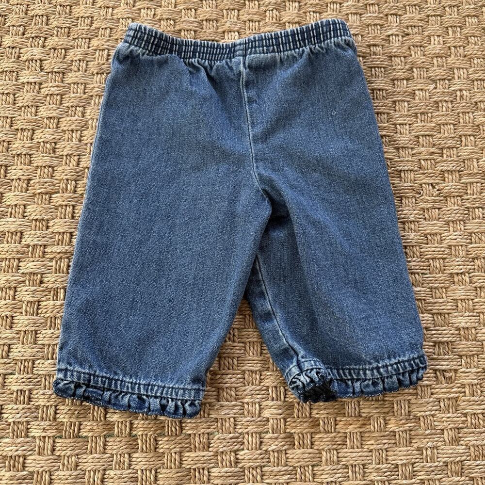 Vintage KRU Supplies Elastic Baby Girl’s Embroidery Jeans Size 3/6 Months - Picture 3 of 9